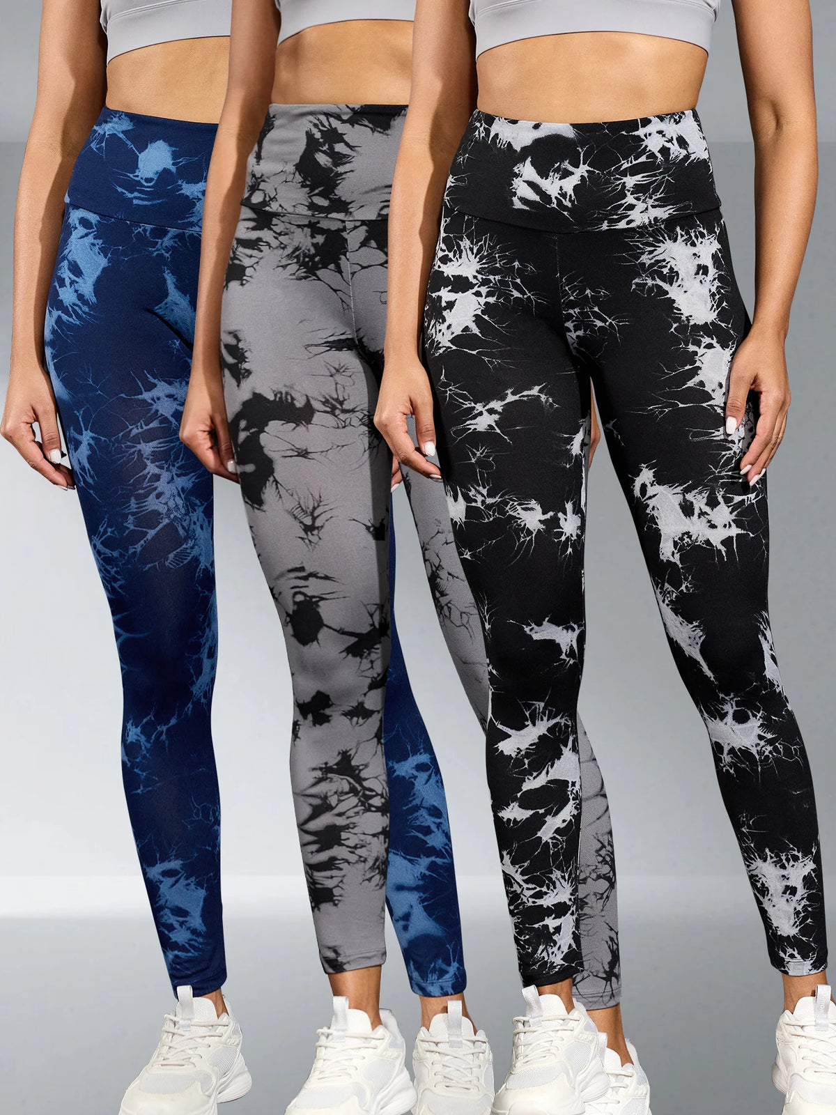 3 Pack Super Soft High Waisted Tie Dye Push Up Gym Fitness for Women Yoga Running Workout Athletic Tights