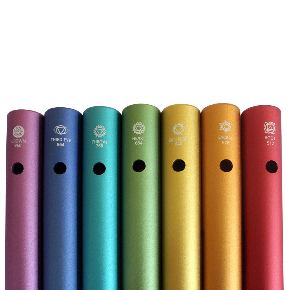 Seven Charkas Metal Wah-Wah Tube Colorful Wind Chimes Sound Healing Instruments for Yoga and Meditation