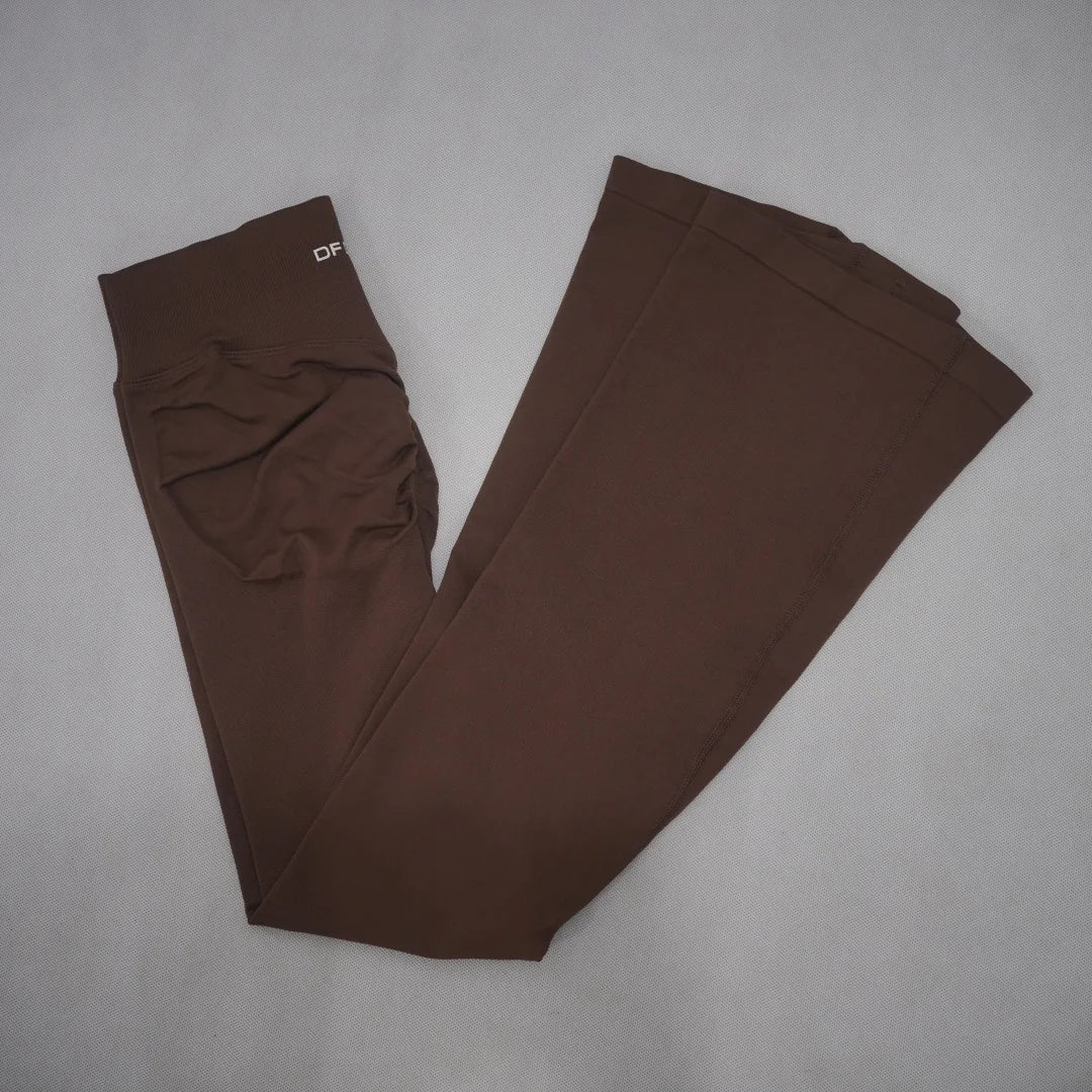 DF-LOGO Women Seamless Flared Leggings Quick Dry Breathable Butt Lifting Flare Yoga Pants Gym Fitness Pilates Workout Sports