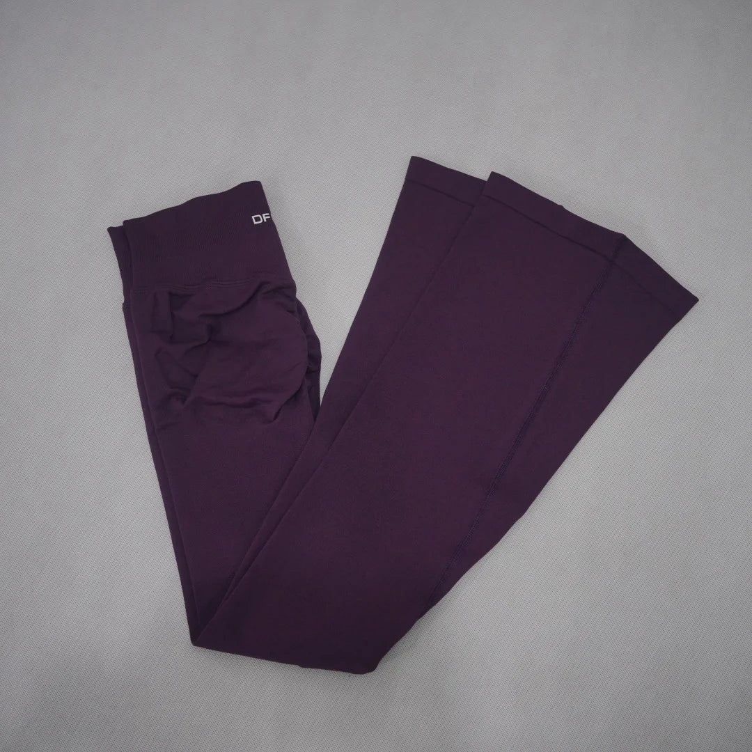 DF-LOGO Women Seamless Flared Leggings Quick Dry Breathable Butt Lifting Flare Yoga Pants Gym Fitness Pilates Workout Sports