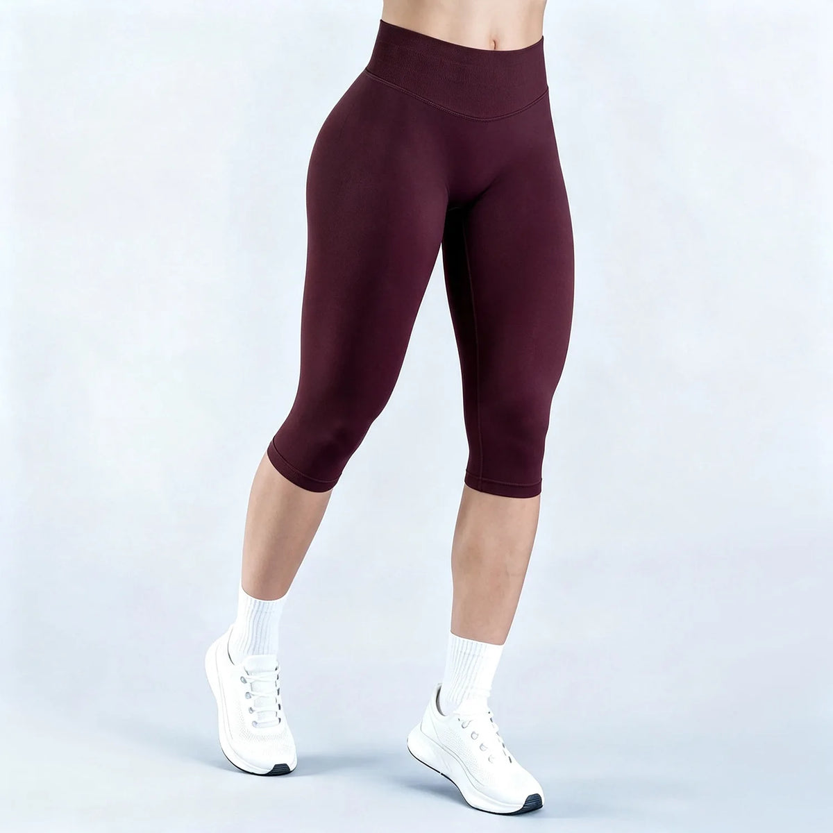 LOGO Women High Waist Capri Yoga Leggings Quick Dry Butt Lifting tummy‑control Gym Fitness Cropped Sports Workout Pants