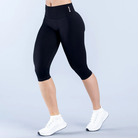 LOGO Women High Waist Capri Yoga Leggings Quick Dry Butt Lifting tummy‑control Gym Fitness Cropped Sports Workout Pants