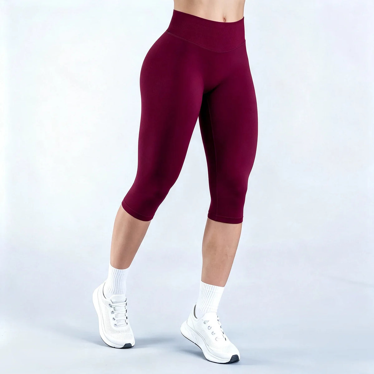 LOGO Women High Waist Capri Yoga Leggings Quick Dry Butt Lifting tummy‑control Gym Fitness Cropped Sports Workout Pants
