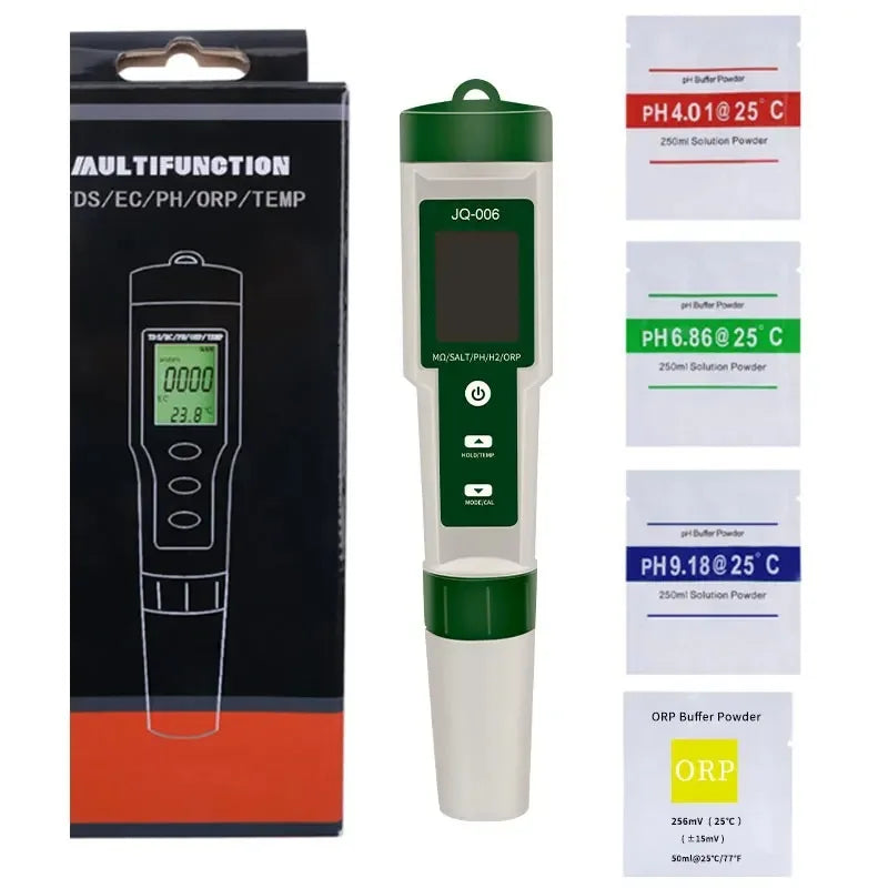 10 in 1 Water Quality Monitor PH/EC/TDS/ORP/H2/Fertile/Salinity/S.G/Resistivity/Temp Multifunction Tester for Aquariums Pools