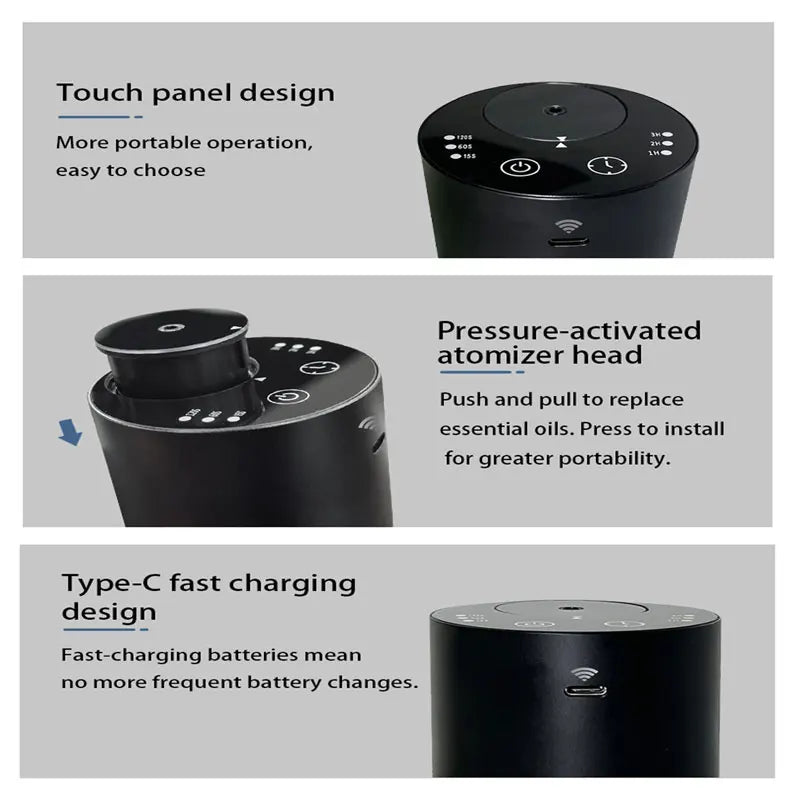 Car Flavoring Diffuser Electric Fragrance Air Freshener Portable Waterless Oil Diffuser for Cars Home Bedroom Air Humidifier