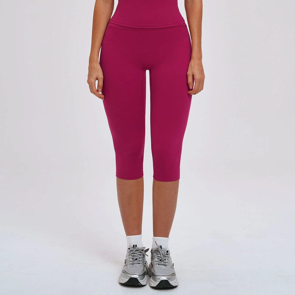 NCLAGEN Sport Leggings Women High Waist Yoga Capris Tight Slim Fit Mid Length Running Sports Pants For Outdoor Fitness Workout