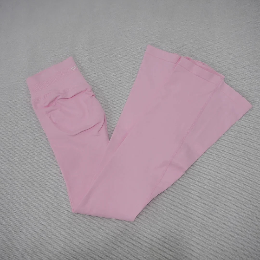 DF-LOGO Women Seamless Flared Leggings Quick Dry Breathable Butt Lifting Flare Yoga Pants Gym Fitness Pilates Workout Sports