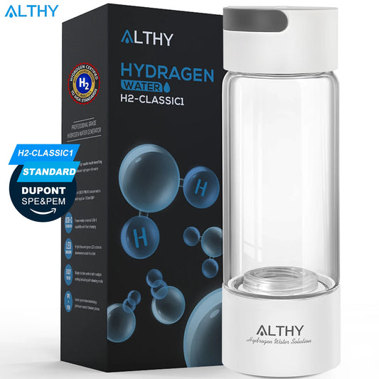 ALTHY Hydrogen Rich Water Generator Bottle Cup - DuPont SPE PEM Dual Chamber Maker lonizer - H2 Inhalation device