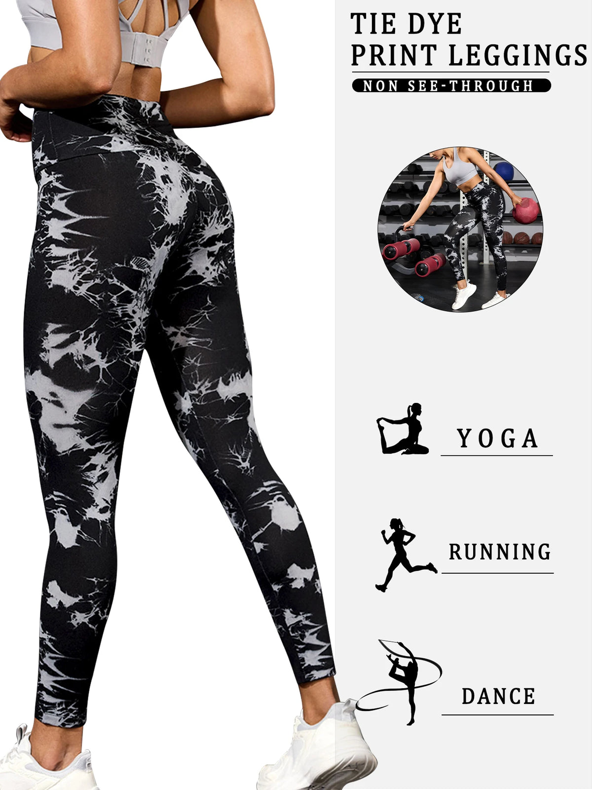 3 Pack Super Soft High Waisted Tie Dye Push Up Gym Fitness for Women Yoga Running Workout Athletic Tights
