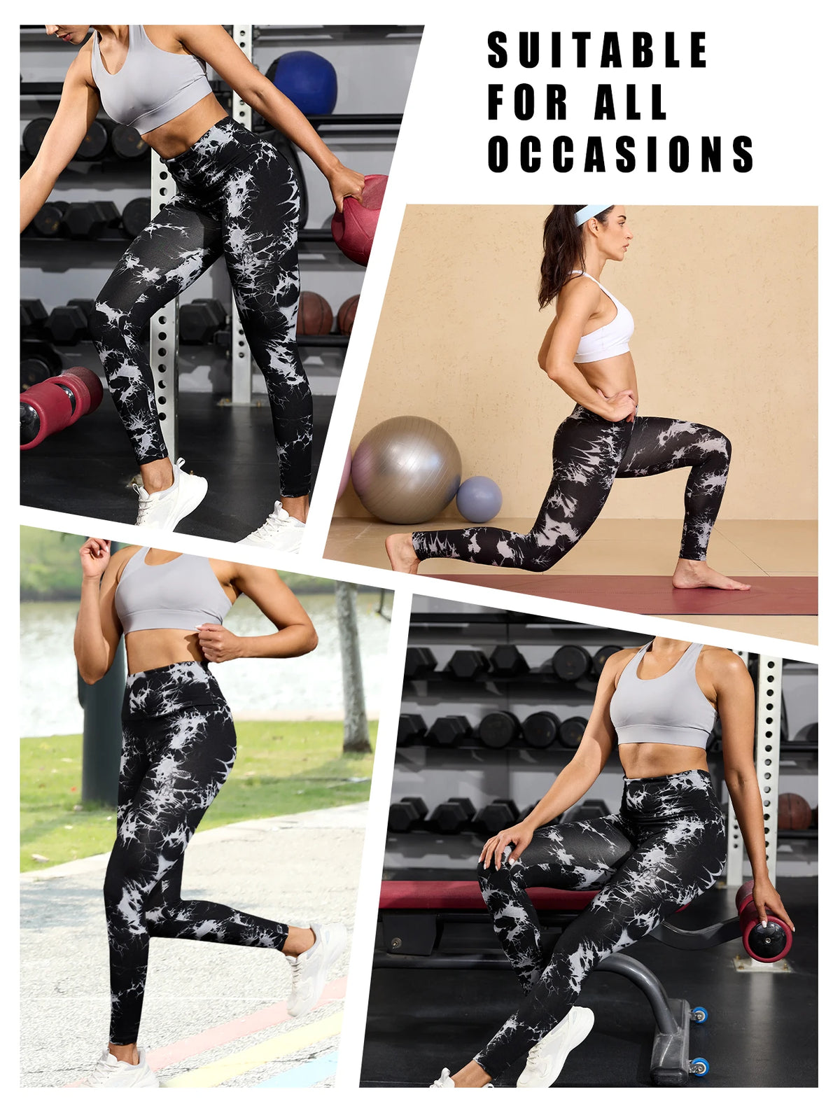 3 Pack Super Soft High Waisted Tie Dye Push Up Gym Fitness for Women Yoga Running Workout Athletic Tights