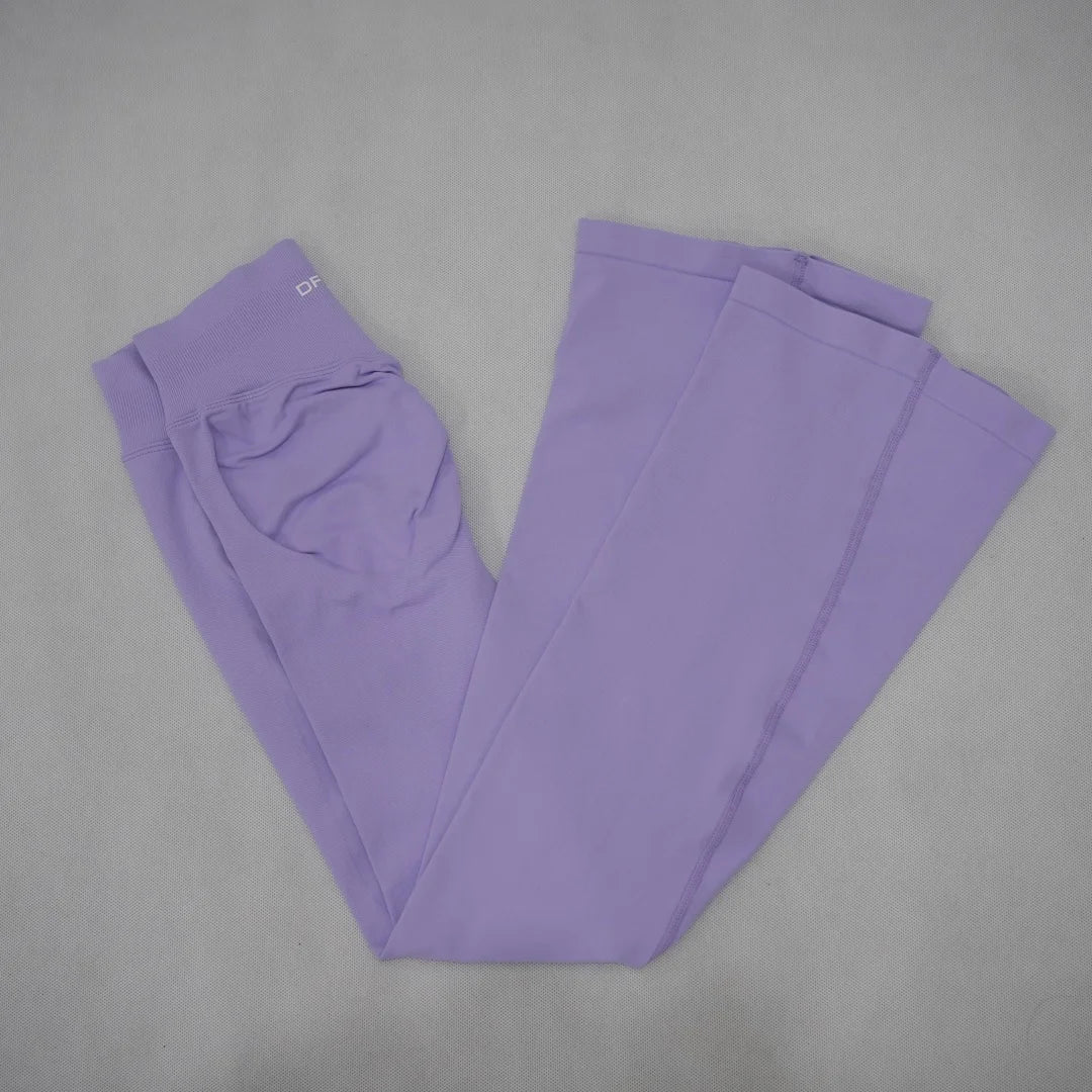 DF-LOGO Women Seamless Flared Leggings Quick Dry Breathable Butt Lifting Flare Yoga Pants Gym Fitness Pilates Workout Sports