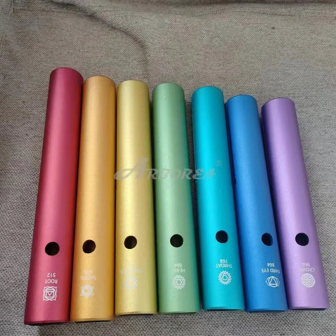 Seven Charkas Metal Wah-Wah Tube Colorful Wind Chimes Sound Healing Instruments for Yoga and Meditation